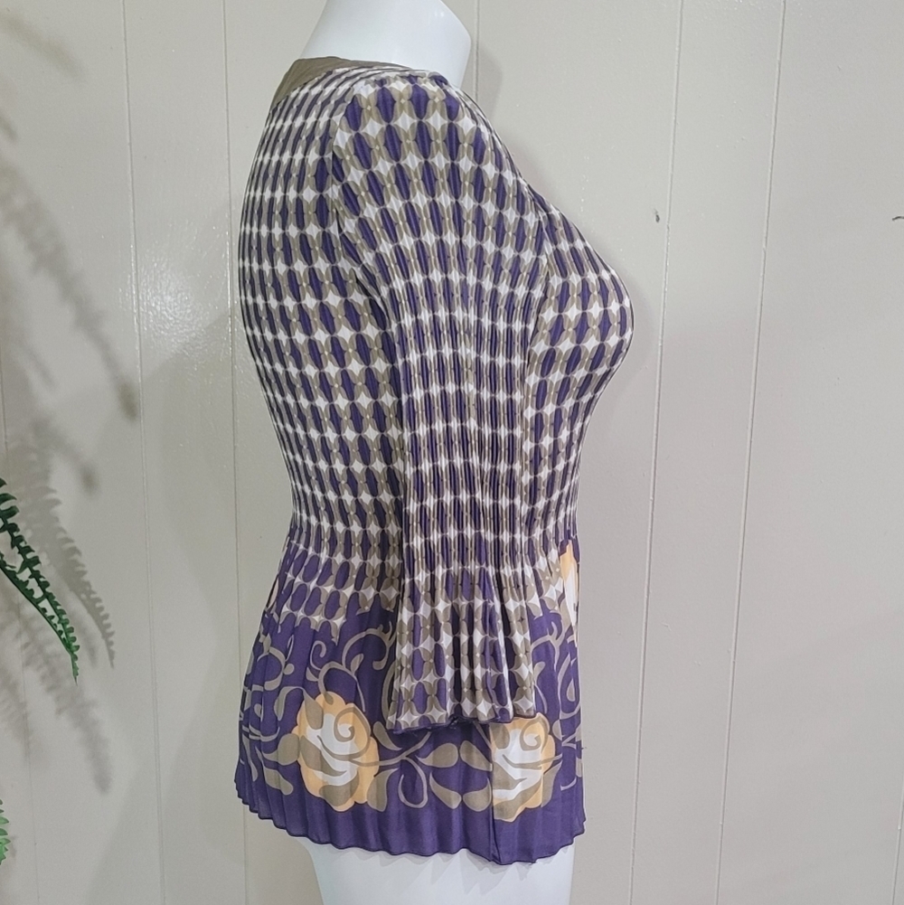 Vintage 90s PIANO Lightweight Pleated Shirt Blouse Womens Top Size L - Picture 7 of 11